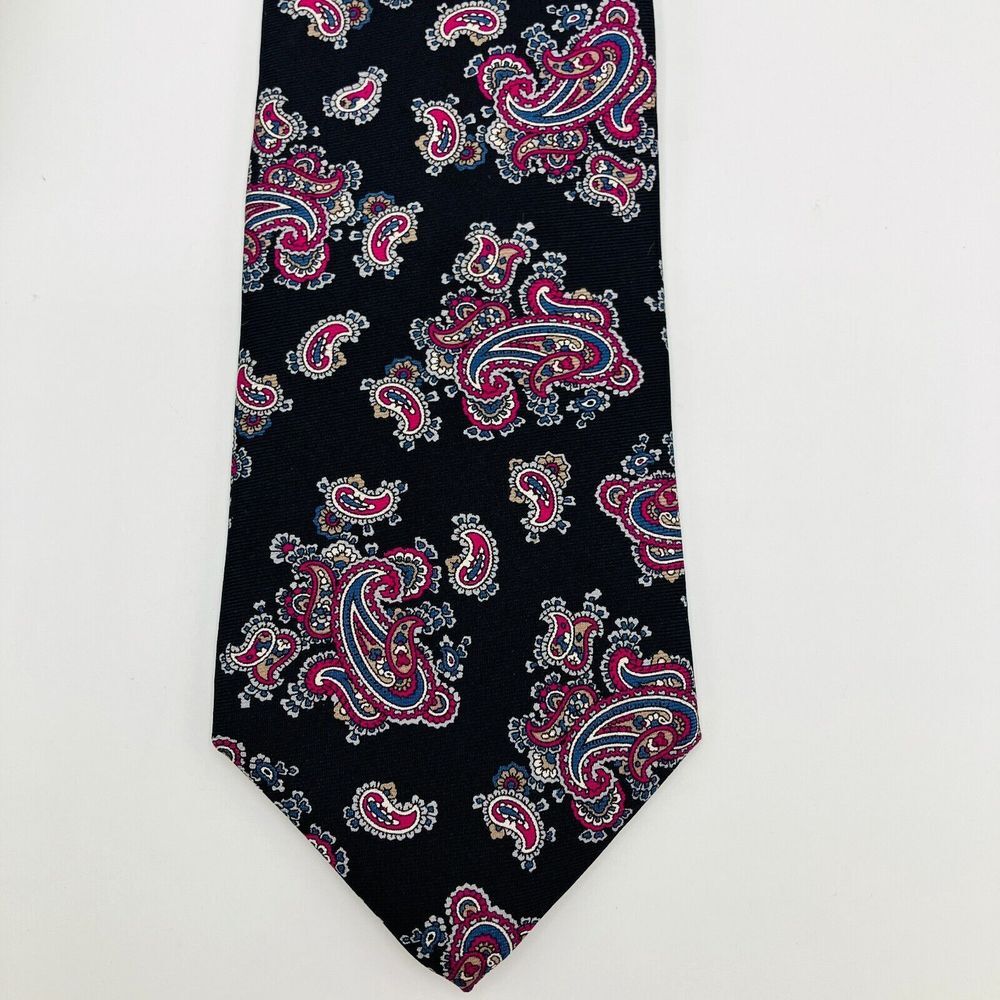 Christian Dior Men's Tie Blue / Purple Paisley Print Silk Designer Necktie USA
